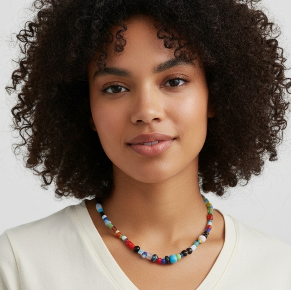 Vintage Beautiful Multi Colored Bead Necklace